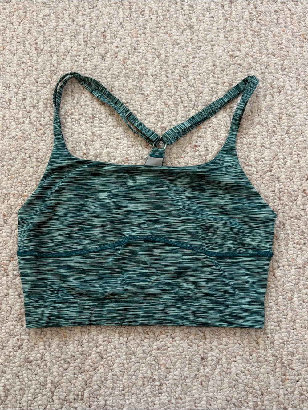 Outdoor Voices teal striped longline bra